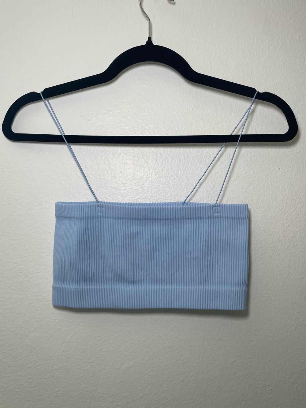NWOT Spiritual Gangster Ribbed Seamless Bandeau Bralette Light Blue XS/S - Picture 2 of 5